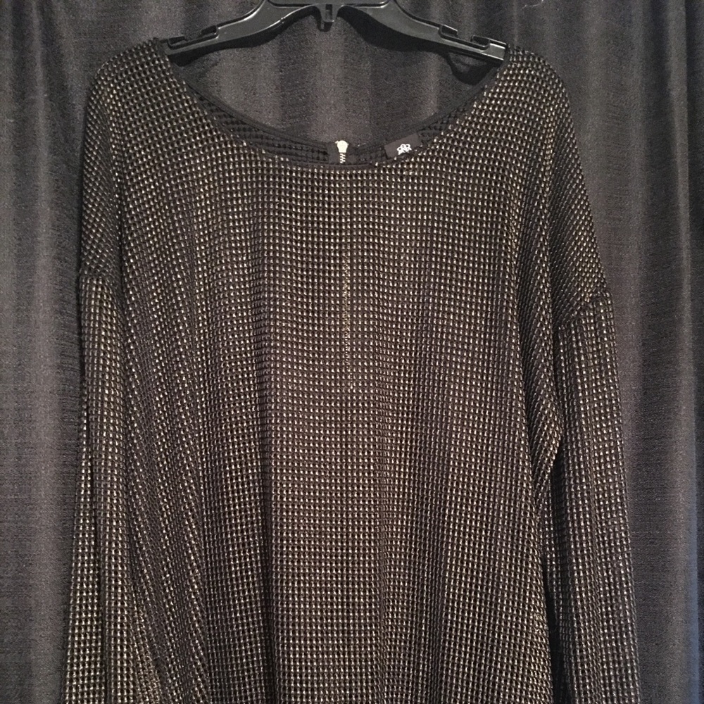 Black and Gold Open Knit Top